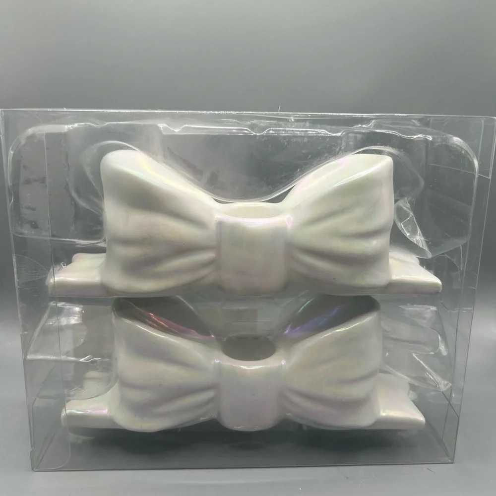Target Bullseye Playground Iridescent Bow Taper Candle Holders NEW